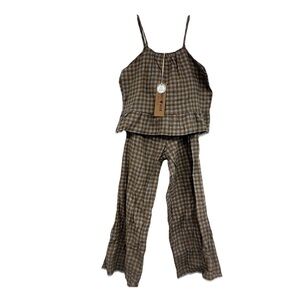 NWT Rabbit Bear Girls 6 Matching 2 Pc Set Tank Top & Pants Organic Cotton Plaid